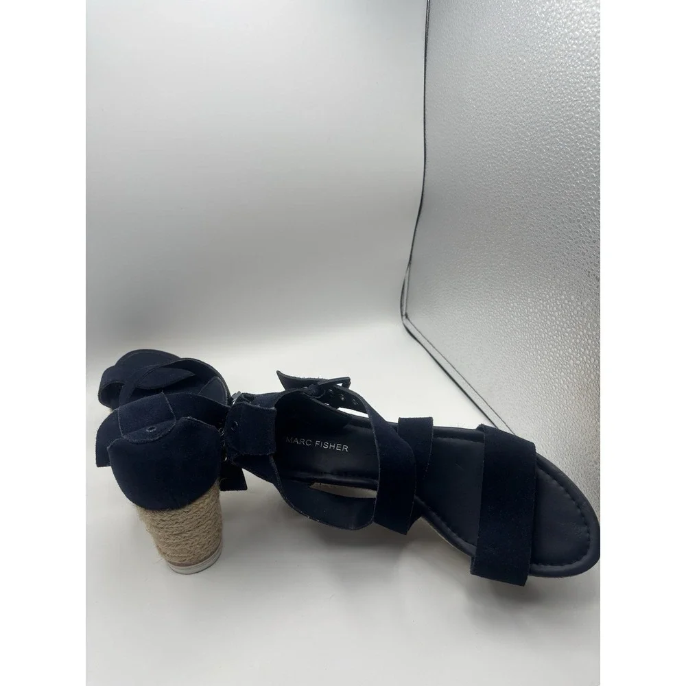 Marc Fisher Zaide Espadrille Dark Blue Suede‎ Platform Wedge size 9.5